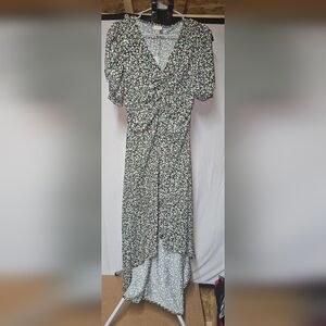 #21 A New Day Black and White Puff Sleeve High Low Sundress